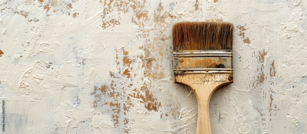 Poster draw a wall with a brush,. with copy space image. Place for adding text or design