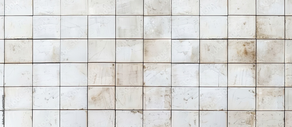 Poster White and cream the tile wall high resolution real photo or brick seamless and texture interior background. with copy space image. Place for adding text or design