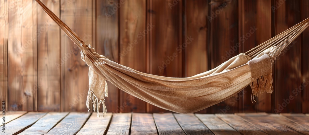 Aufkleber Hammock on wood background. with copy space image. Place for adding text or design