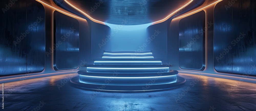 Aufkleber futuristic and luxury empty stage center clean background. with copy space image. Place for adding text or design