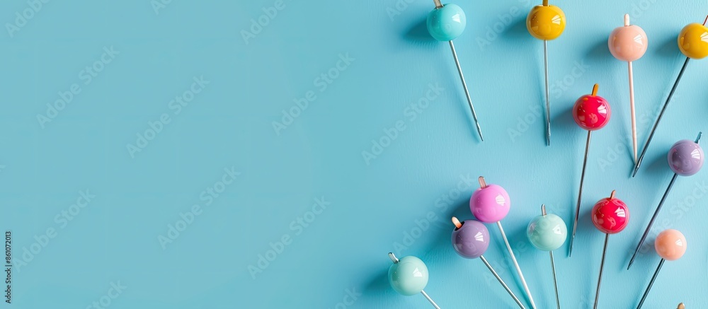 Aufkleber Colored pins pastel background  Abstract  Design  Isolated. with copy space image. Place for adding text or design