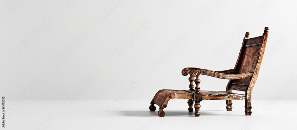 Poster old wooden long chair isolated. with copy space image. place for adding text or design