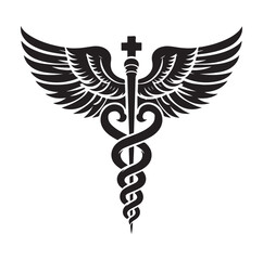 CADUCEUS SYMBOL silhouette vector illustration 