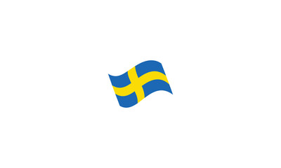 Sweden flag, in wavy design on white.