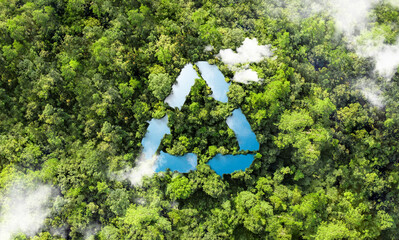 recycling sign concept Amidst the natural beauty of the natural environment Ecological metaphors...