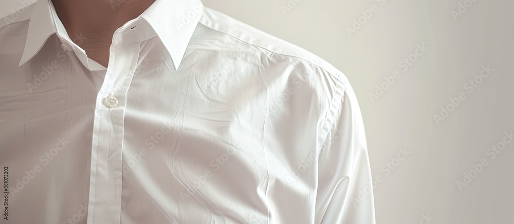Poster white shirt, taken with the collar close up. with copy space image. place for adding text or design