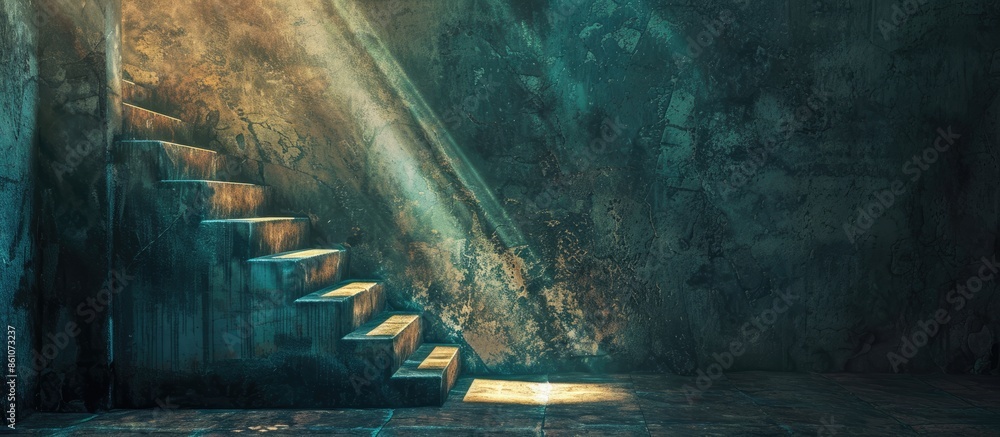 Poster Stairway to the light. Copy space image. Place for adding text or design