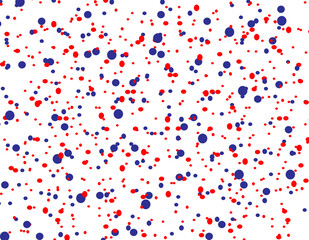 American Independence Day celebration concept red and blue dots background on white. 4th of July holiday theme.