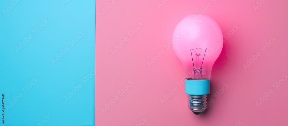 Poster light bulb on pastel background Technology  Isolated. with copy space image. Place for adding text or design