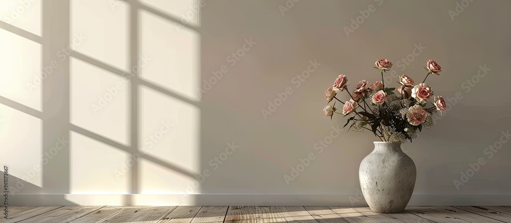 Leinwandbilder a vase with roses in the room. with copy space image. place for adding text or design