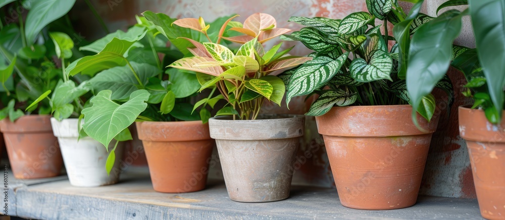 Leinwandbilder this is a photo of some potted plants. with copy space image. place for adding text or design