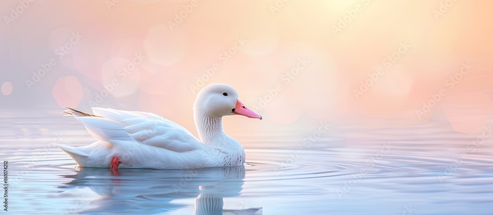 Poster white duck pastel background water isolated nature. with copy space image. place for adding text or 