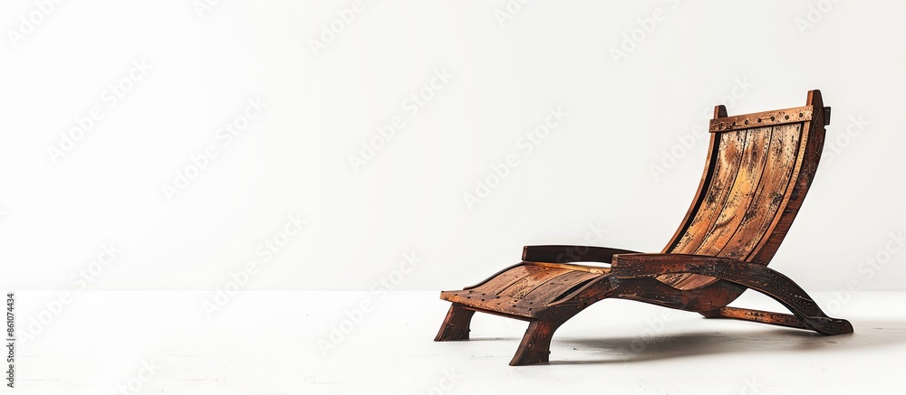 Poster Old wooden long chair isolated. with copy space image. Place for adding text or design