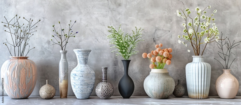 Poster Set of vases for the interior. with copy space image. Place for adding text or design
