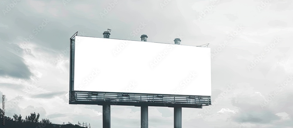 Poster blank billboard isolated on white. pylon banner mock up. empty outdoor signage mockup. Copy space image. Place for adding text or design