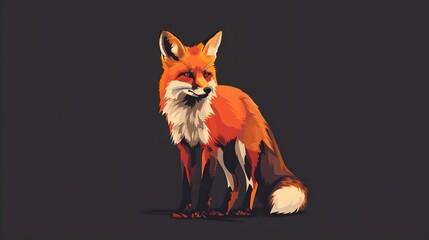 Obraz premium Red fox on dark background. 