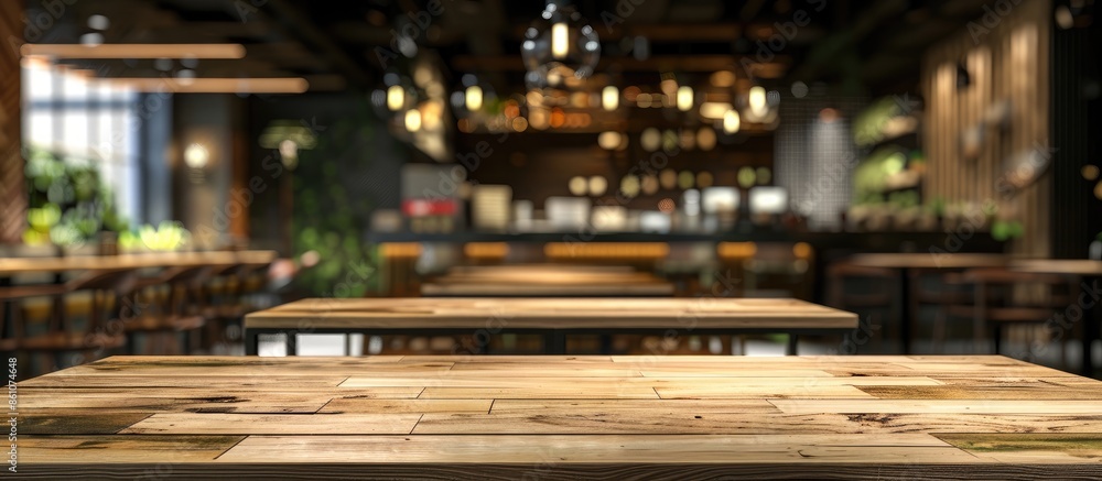 Poster table top and blur interior of the background. for montage product display or design key visual layo