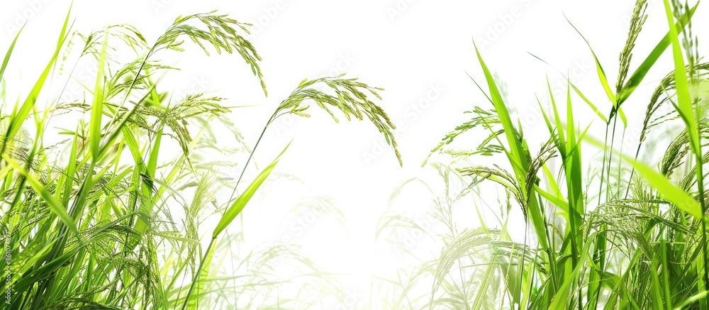 Poster grass and rice plant dye color. with copy space image. place for adding text or design