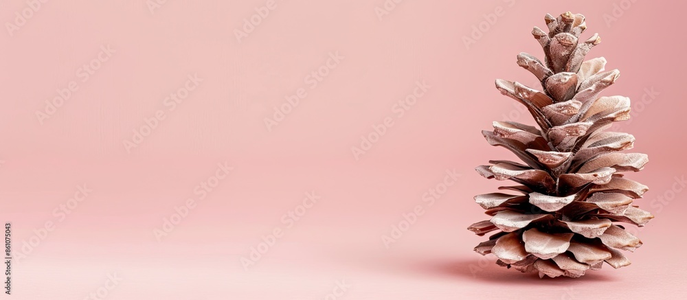 Poster a pine cone on pastel background christmas design. with copy space image. place for adding text or d