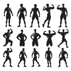 Obraz premium Silhouette set of bodybuilder