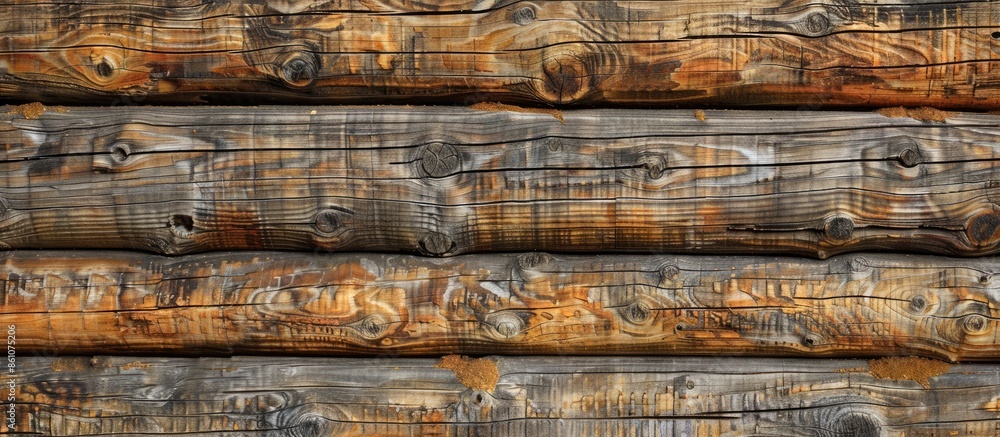 Aufkleber Old wooden log house wall background texture. with copy space image. Place for adding text or design
