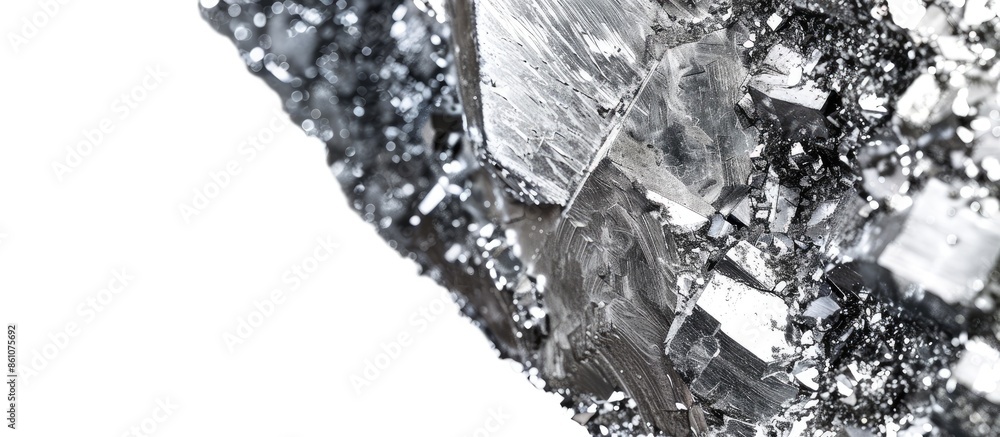 Fototapete macro shoot of piece of nickel metal ore isolated on a white background. closeup photo of amazing sh