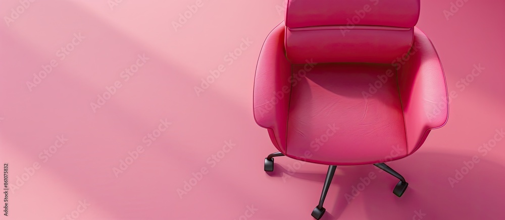 Poster office chair top view, modern designer furniture, chair isolated on pastel background rendering. wit