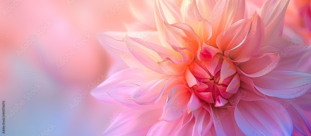 Leinwandbilder beautiful closeup of a bud dahlia pastel background. with copy space image. place for adding text or