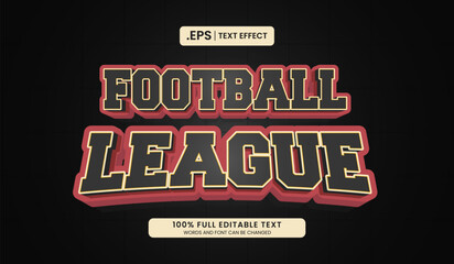 Design editable text effect, football league 3d concept vector illustration