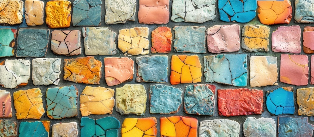 Aufkleber Mosaic background colorful tiled, walls, floors and walkways. with copy space image. Place for adding text or design