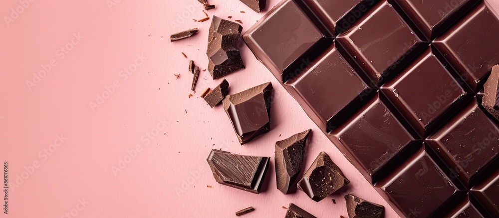 Leinwandbilder dark chocolate bars on a pastel background chocolate. with copy space image. place for adding text o