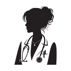 Female doctor silhouette vector illustration