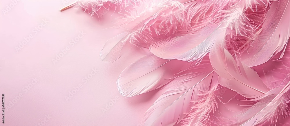 Poster pink feather pastel background texture isolated fashion. with copy space image. place for adding tex