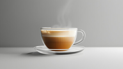 Minimalist Clear Glass Coffee Cup Showcasing Specialty Drink Layers. Concept Coffee Photography, Minimalist Aesthetic, Glassware Styling, Specialty Beverage, Layered Drinks