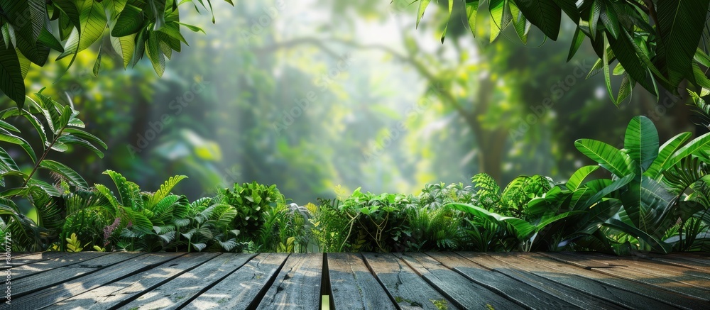 Poster asian tropical rainforest. copy space image. place for adding text or design