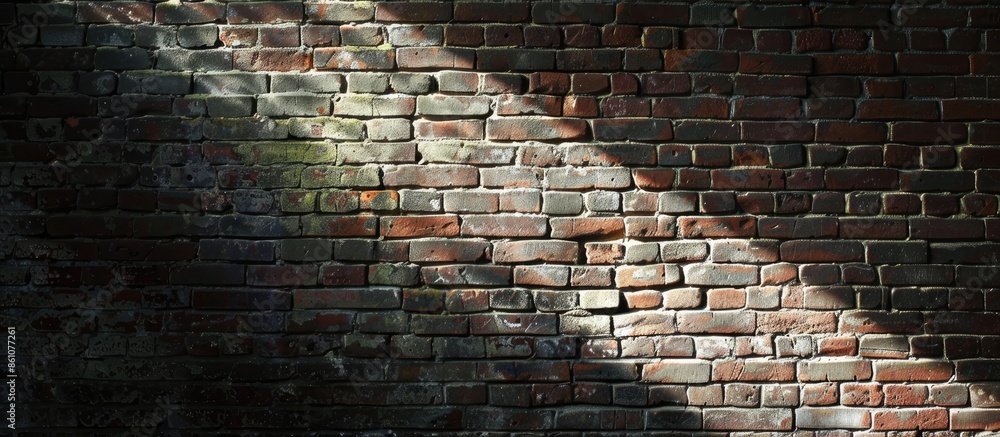 Fototapete light and shadow on brick wall. with copy space image. place for adding text or design