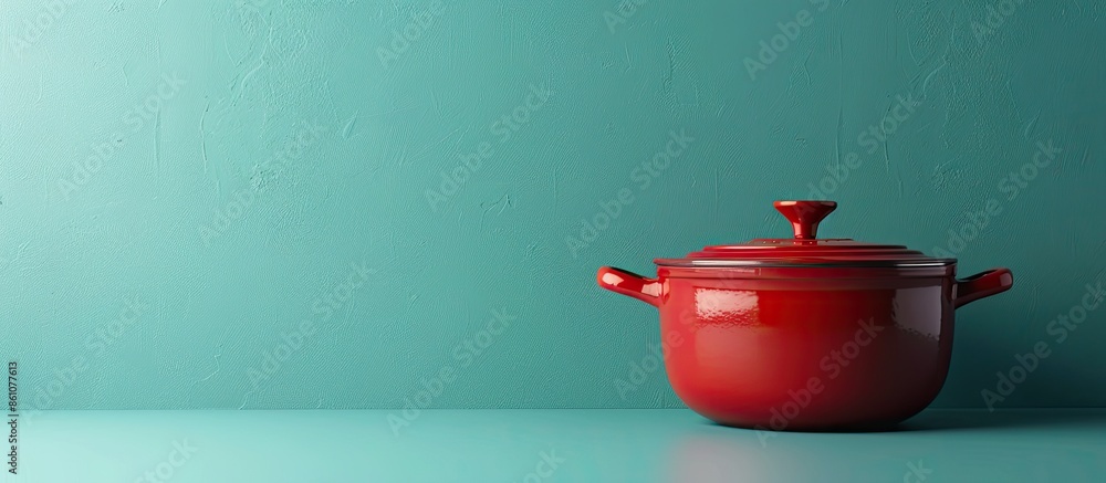 Leinwandbilder red pot a kitchen items. with copy space image. place for adding text or design
