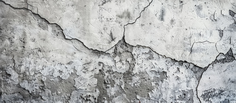 Poster Gray rough old concrete wall texture. Textured cement plaster surface with small cracks. Wide grunge background texture. with copy space image. Place for adding text or design