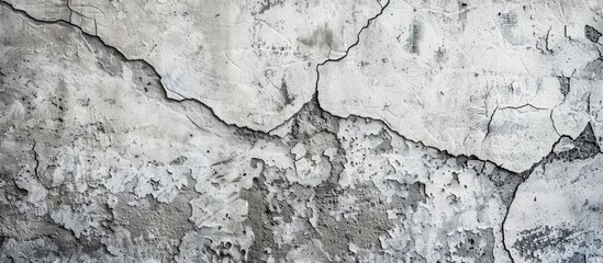 Obraz premium Gray rough old concrete wall texture. Textured cement plaster surface with small cracks. Wide grunge background texture. with copy space image. Place for adding text or design