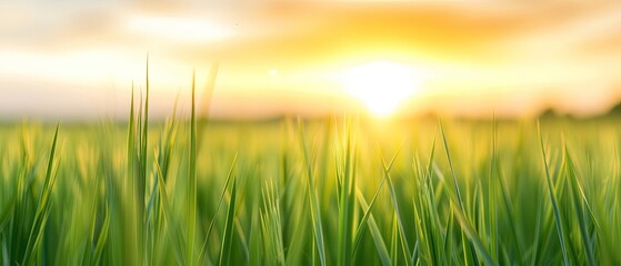 Serene Grassy Field During Sunset