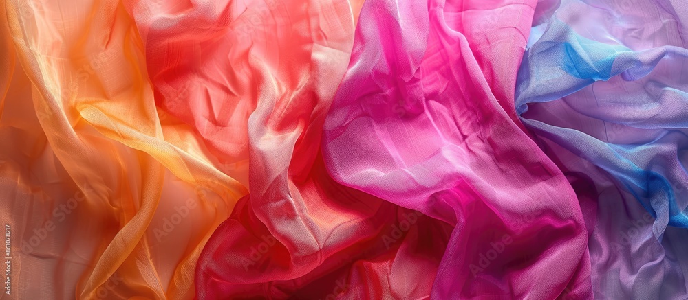 Poster Brightly dyed fabric textured backdrop. with copy space image. Place for adding text or design
