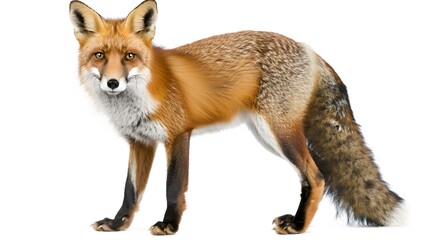Fototapeta premium Red fox (4 years) - Vulpes vulpes in front of a white background. 