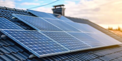 Closeup of solar system on building