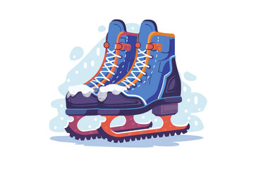 Illustration of blue ice skates with snowflakes, perfect for winter sports, ice skating, and seasonal holiday graphics. Isolated on transparent background.