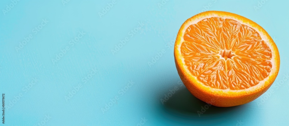 Aufkleber nice fresh orange isolated on a pastel background isolated. with copy space image. place for adding 