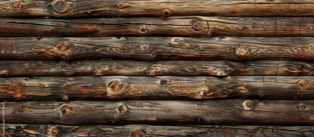 Aufkleber Old wooden log house wall background texture. with copy space image. Place for adding text or design