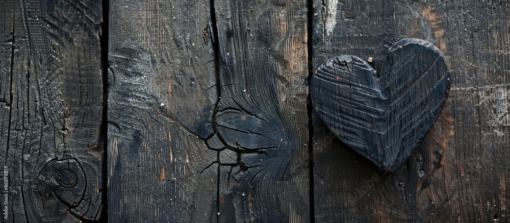Poster heart of black wood with days of the weekend written on it. with copy space image. place for adding 