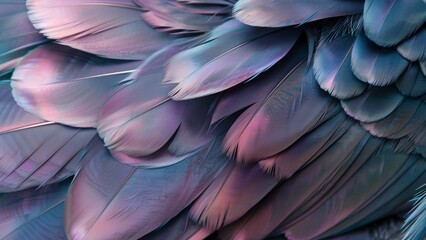 closeup of iridescent and shiny bird feathers