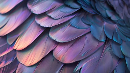 closeup of iridescent and shiny bird feathers