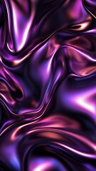abstract 3D wallpaper of violet flowing metalic waves and shapes